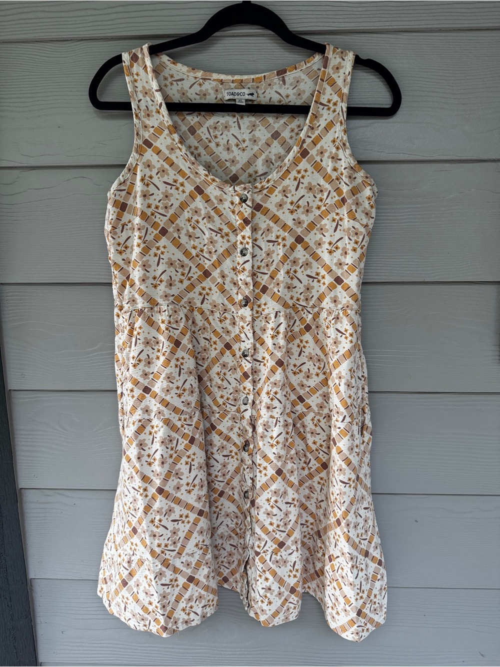 Toad&Co Dress Women’s XS Cream Floral Geometric 100% cotton